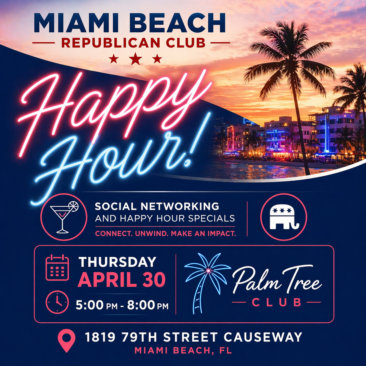Miami Beach Republican Club Happy Hour flyer
